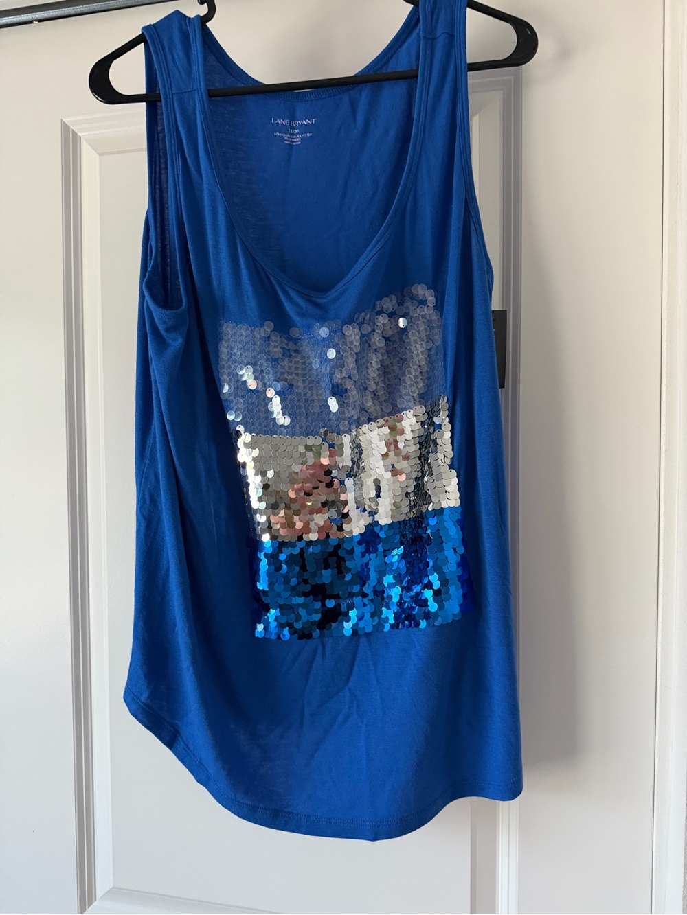 Lane Bryant Royal Blue Sequin Scoop Neck Tank